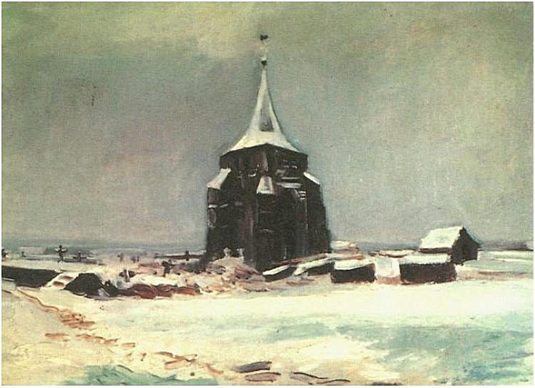 The Old Cemetery Tower At Nuenen In The Snow